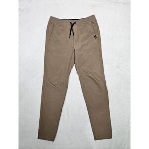 UNRL Men's Apex Jogger Pants Performance Tech Drawstring Tapered Stretch Tan Med